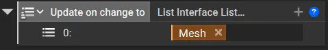 A list interface list block with a mesh variable listed inside.