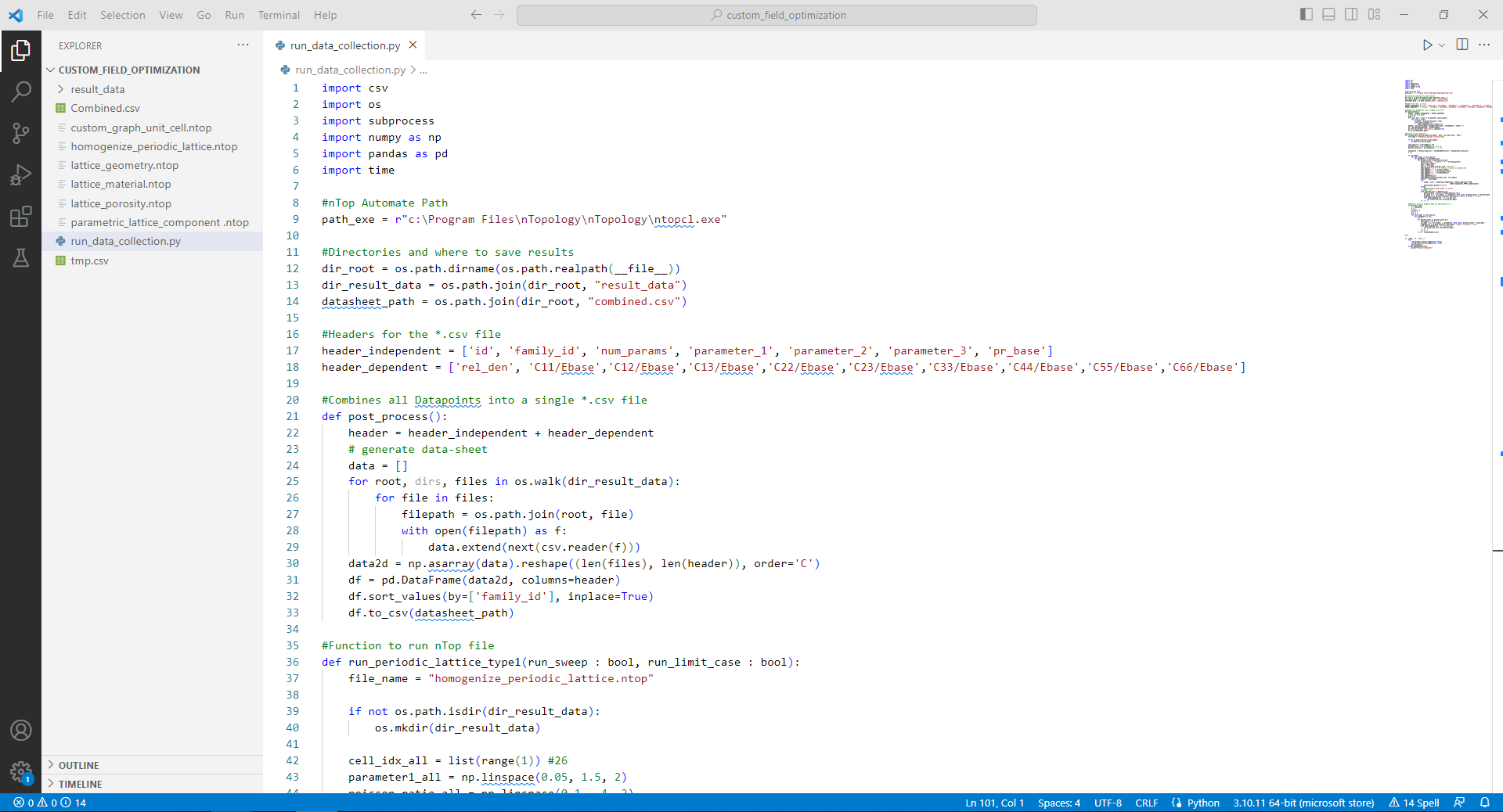 The run_data_collection.py file open in Visual Studio Code.