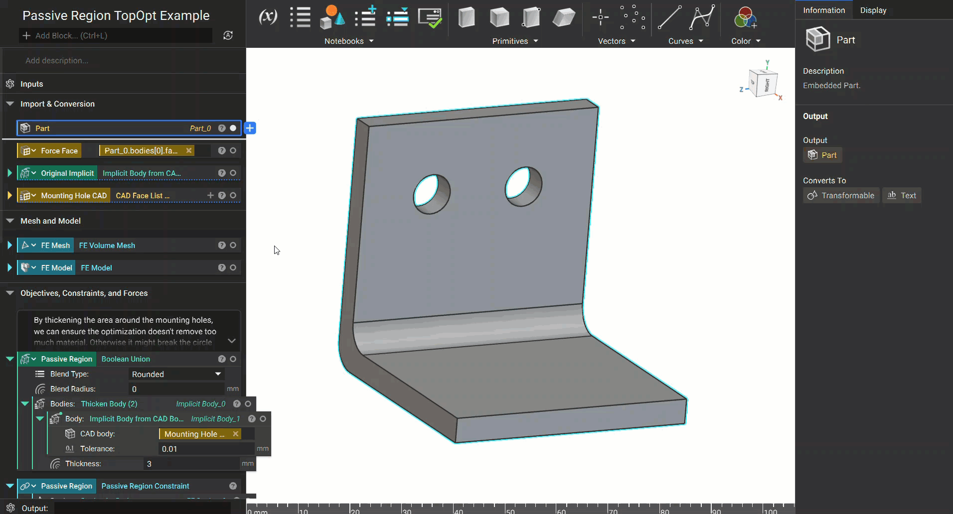 This example shows how implementing a Passive Region Constraint prevents any optimization from removing necessary material from the model.
