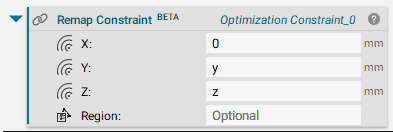 The Remap Constraint block with 0 in its X input, y in its Y input, and z in its z input.