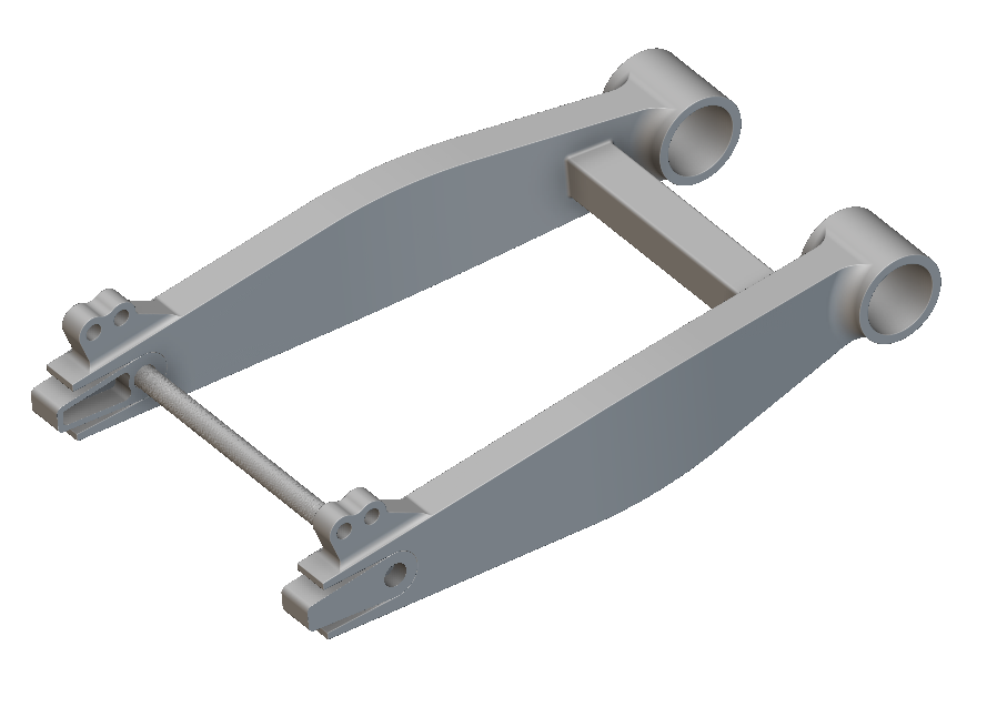 A motorcycle component assembly containing two swingarms.