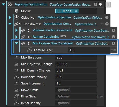 Topology Optimization Example with Min Feature Size Constraint