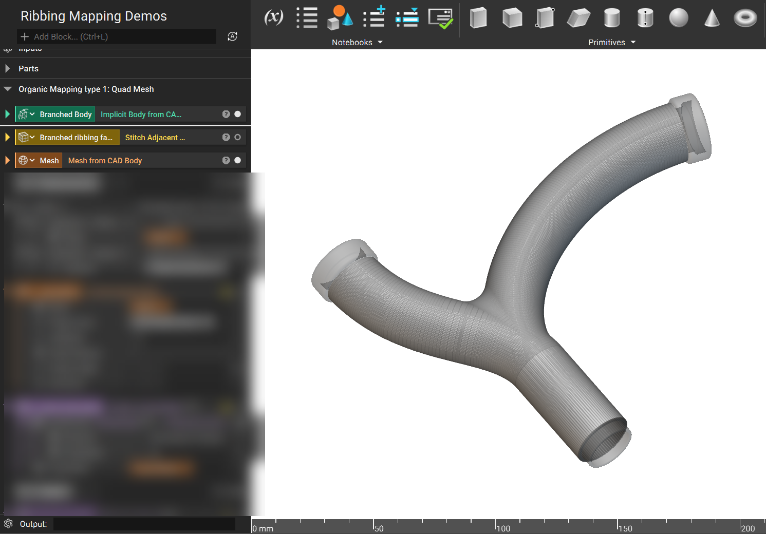 An imported CAD Body that has been converted to a mesh. The CAD body was also converted to an implicit body, but it is not visible.