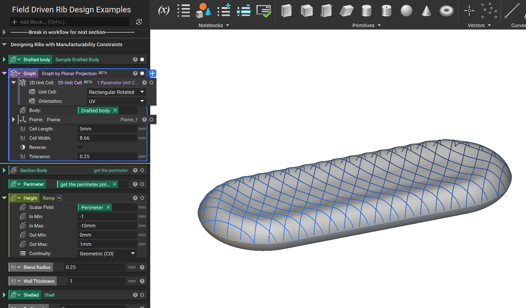 An implicit body with an applied graph, the graph was generated using Graph by Planar Projection.