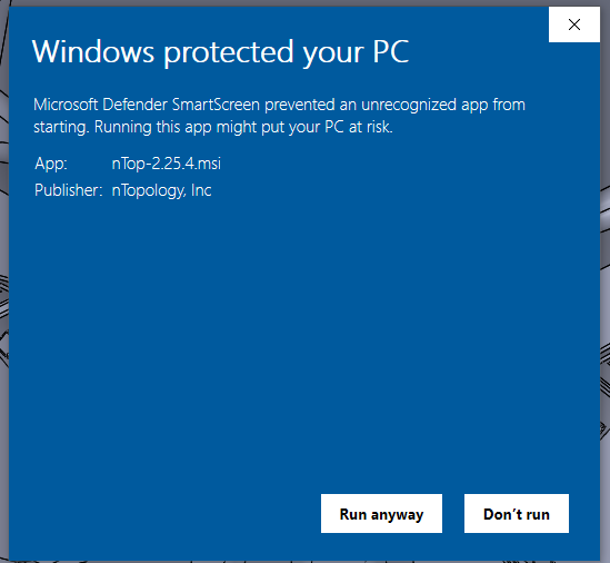 The Windows protected your pc message.