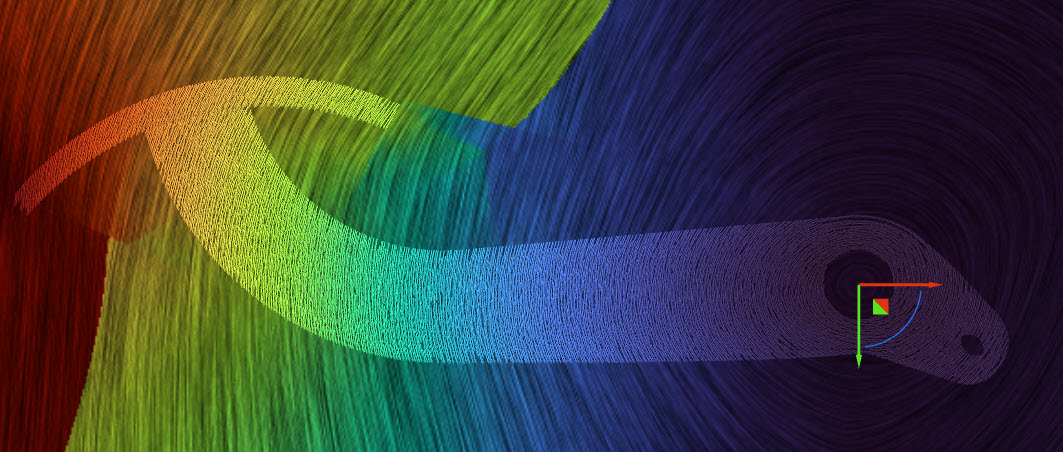 An image of the vector field of the brake pedal static analysis.