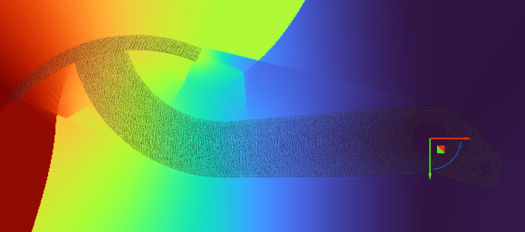 An image of the scalar field of the brake pedal static analysis.