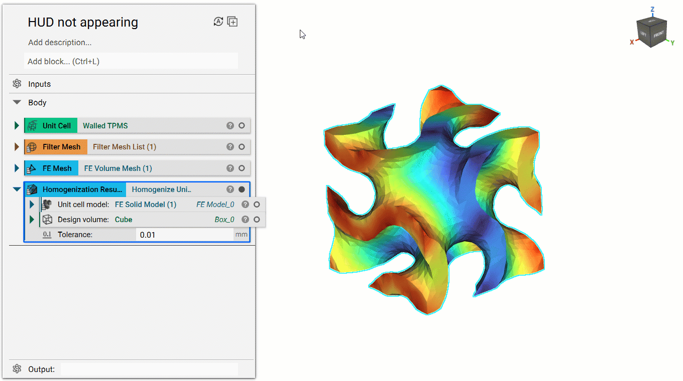 The gif shows how running a simulation as a list prevents the results from appearing. Once the simulation is converted to a single item and not a list, the results appear as intended.