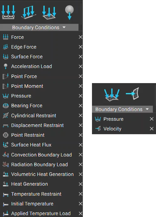 An image of the available boundary conditions that can be used in nTop.