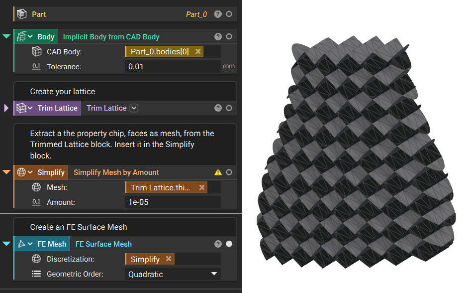The nTop notebook next to an FE Surface Mesh.