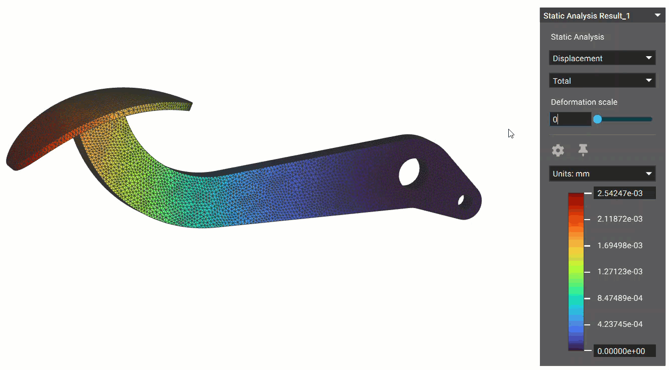 A gif showing how the brake pedal responds to changing the deformation scale