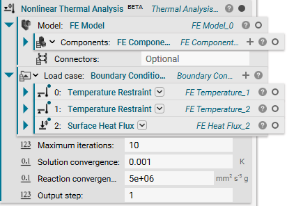 An example of the Nonlinear Thermal Analysis setup