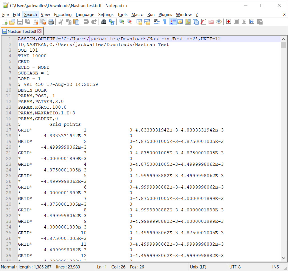 The static analysis results file opened in a text editing software.