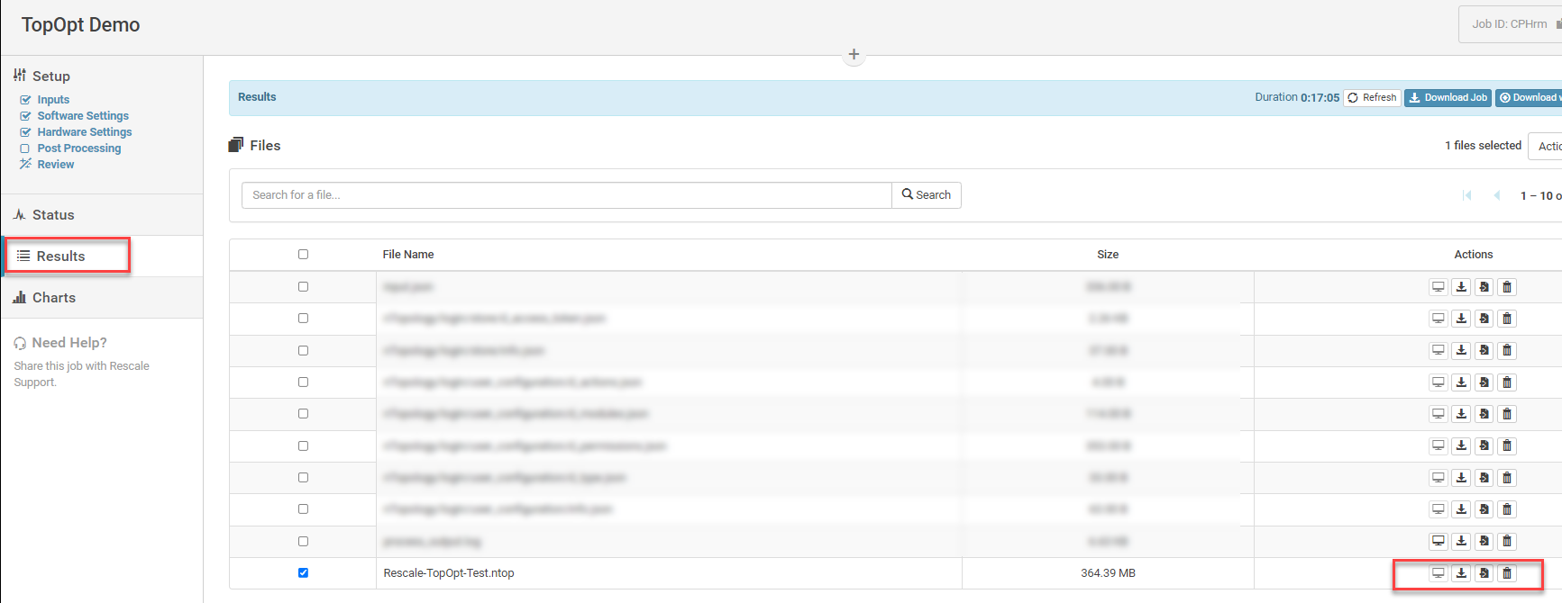 You can use the Results tab to access the completed jobs and download the results.