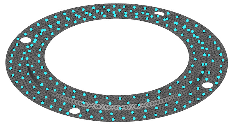 A mesh with the Random Points on Mesh block applied.