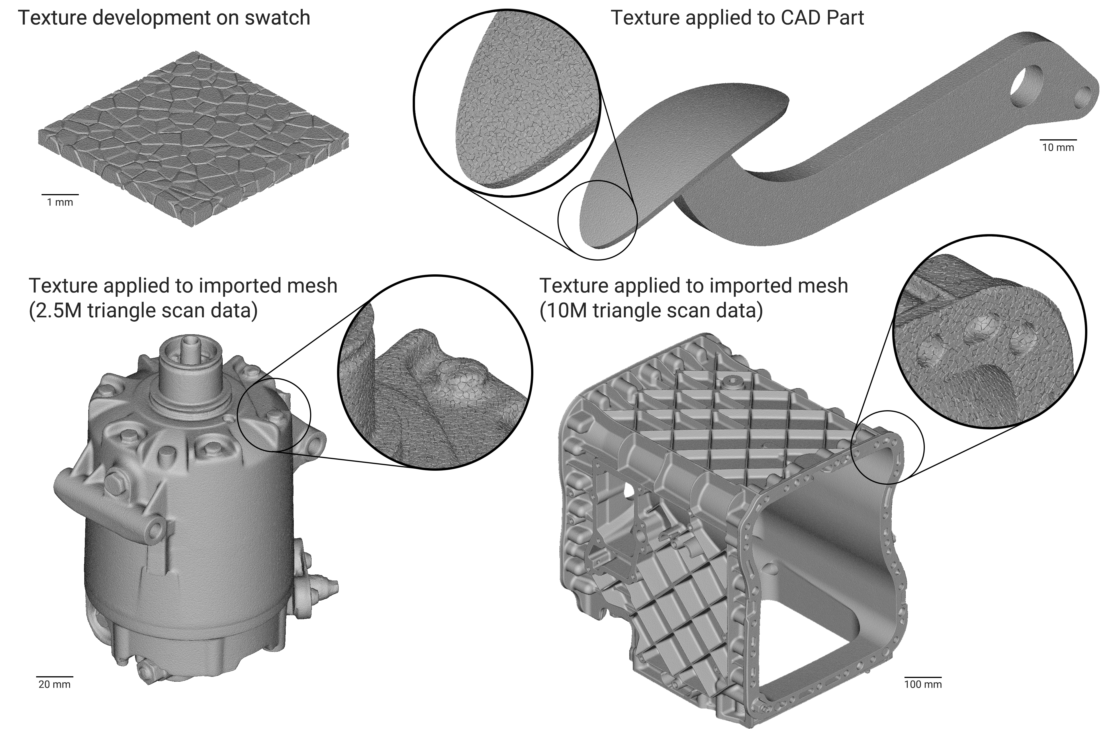 Examples of implicit bodies with textures applied.