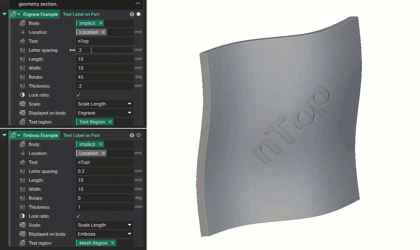 A demonstration of how the Text Label on Part custom block works.