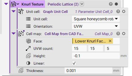 A periodic lattice block created using a Graph unit cell and Cell Map from CAD Face.