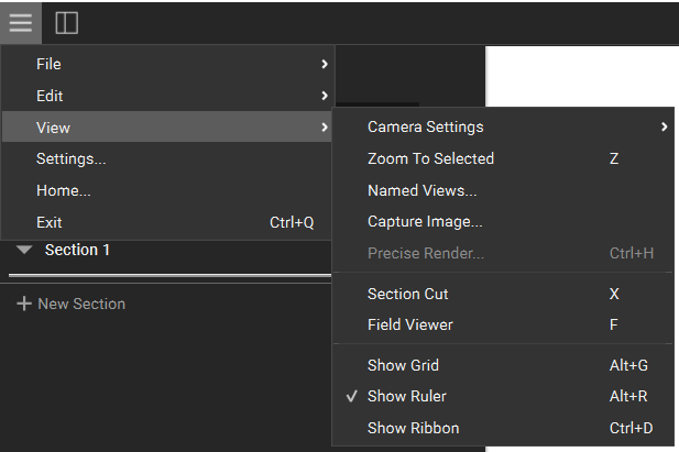 The View sub menu of the nTop Menu button. You can turn on Precise Render through this menu when an implicit body is selected.