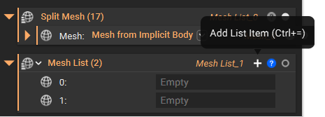 The image is highlighting the Add List Item button that will be present list blocks. The button is indicated by a plus sign in the top right corner of the block.