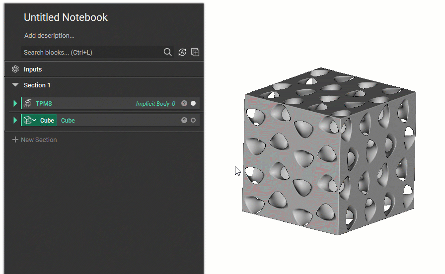 The gif shows how to extract property chips from a block's property panel. The extracted chips are converted into variables when they are placed in the nTop notebook.