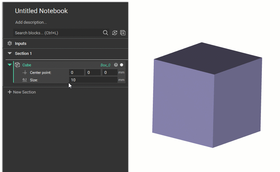 The gif shows how to create a variable, re-name it, and insert it into another block. 
