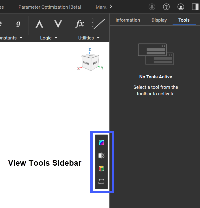 The View Tools Sidebar has different tool functionalities to use in nTop.