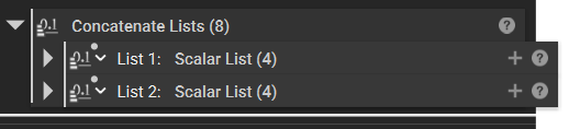 An example of using the Concatenate Lists block to create a single list.