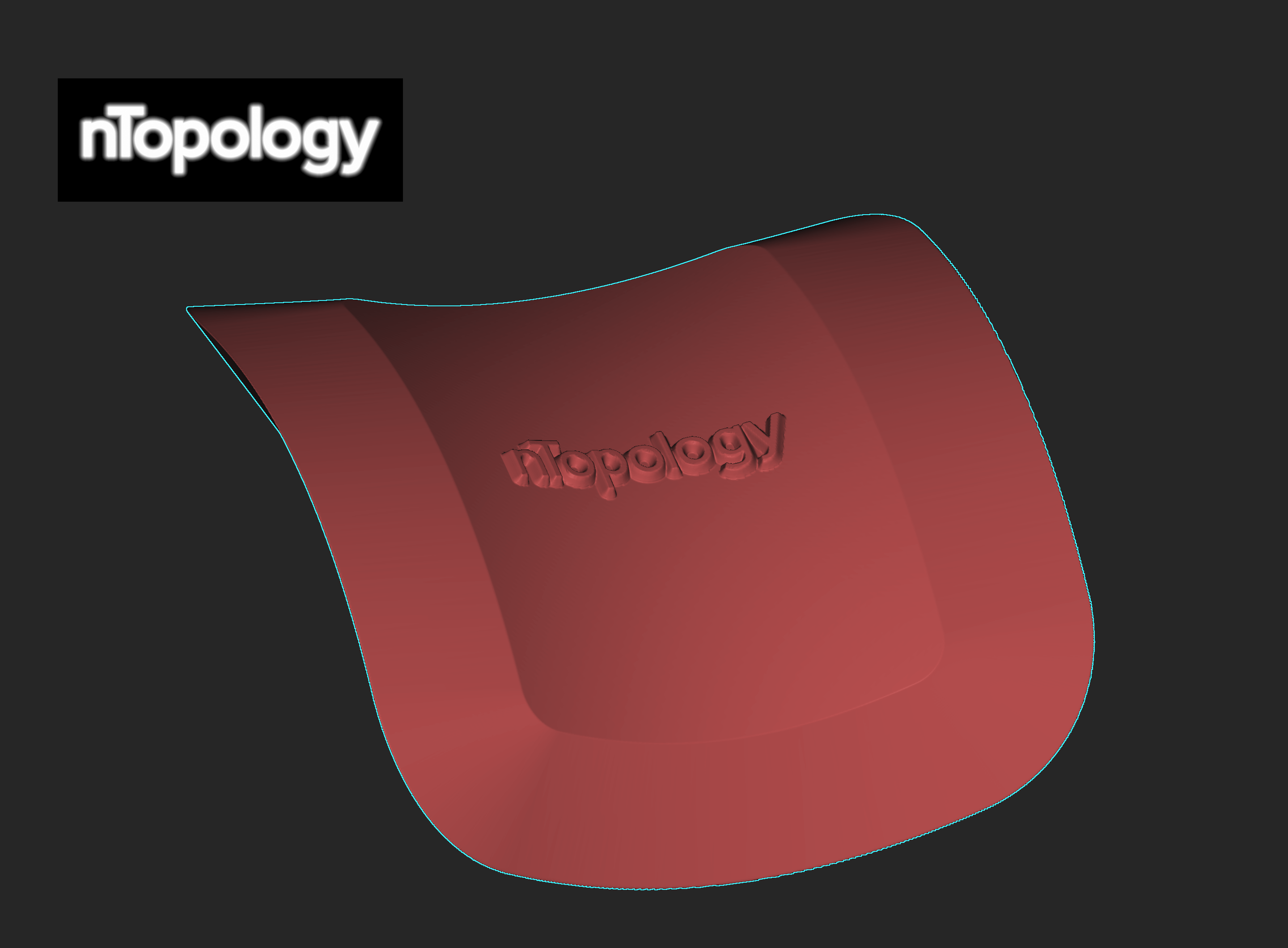 An example of using the map bitmap to plane block to add text to an implicit body.
