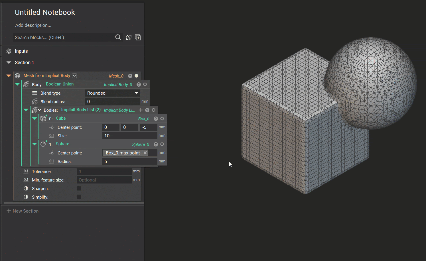 A Solid Domain block with an FE Point in the Mesh input, and a Point Attribute block in the Solid Attribute List input.