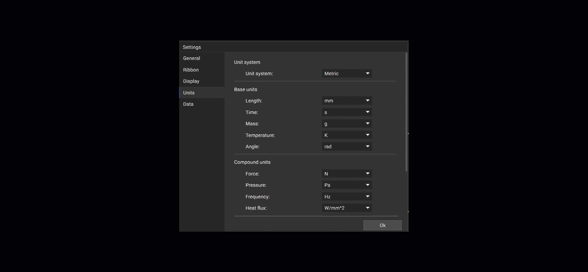 A gif showing the unit settings in the main settings window in nTop.