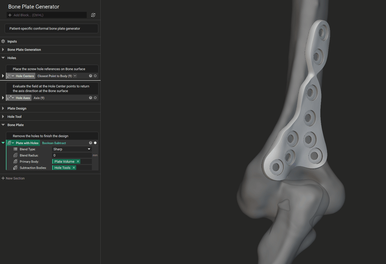 A demonstration of the Property Highlighting feature in nTop. The example shows how dragging the mouse over property chips in the Closest Point in Body block, highlights the properties on the model.