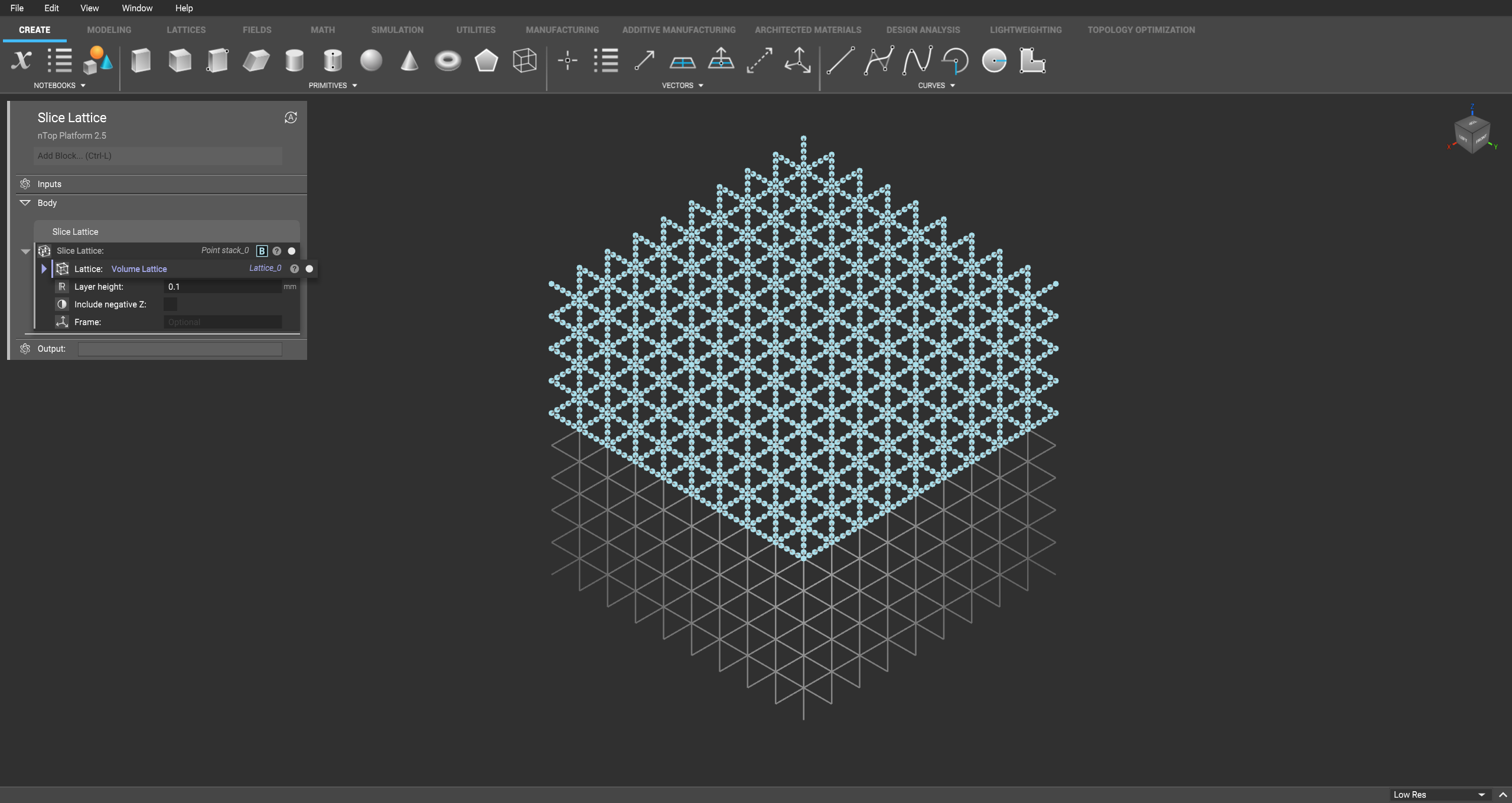 An example of using the Slice Lattice block.