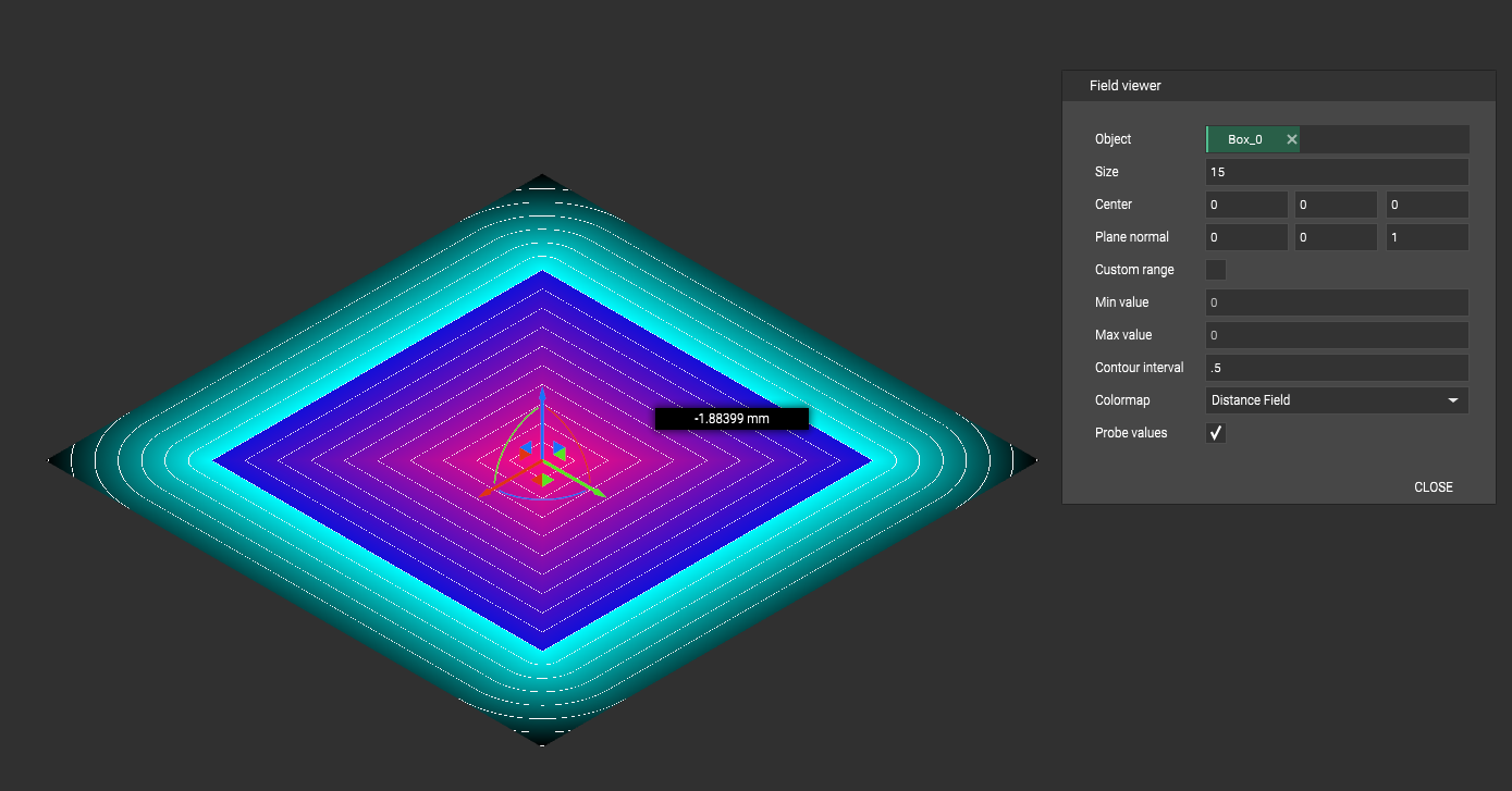 Users can move their mouse over a field to probe the field values.