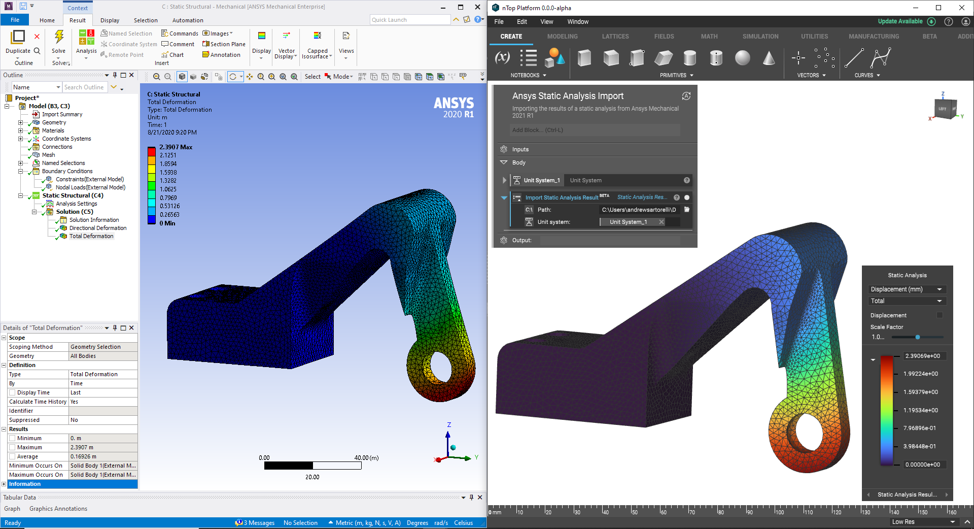 An example of importing Static/Thermal analysis results into nTop.