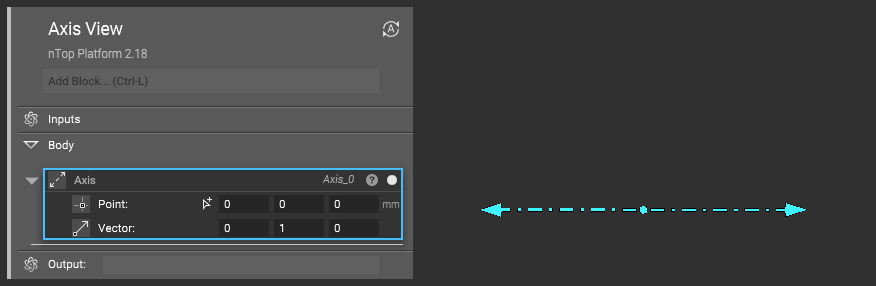 The Axis block with an axis show in the viewport.