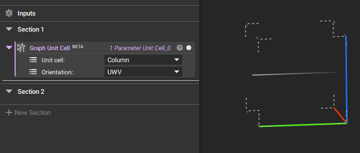 A graph unit cell block with the unit cell set to column.