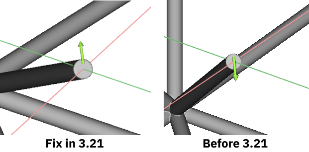 The image on the right shows the bug before nTop 3.21 that was causing incorrect vector gradients to occur on constant-thickness lattices. The image on the left shows the corrected vector gradients in nTop 3.21.