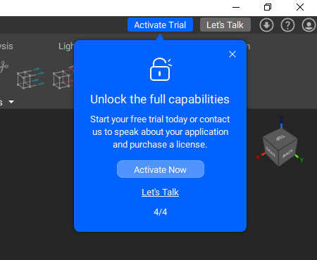 The activate trial window