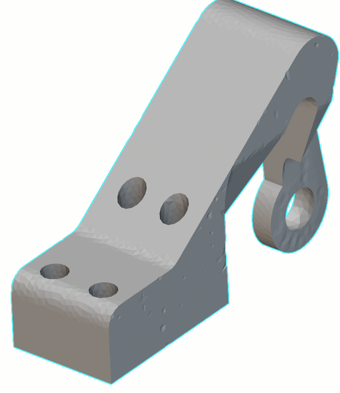 A gif showing how the bracket is optimized when the Demold Constraint is applied.