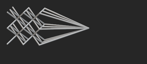 Two Lattices merged together before nTop 3.29 using Merge Lattices version 1.0.0. The lattice has sever defects.