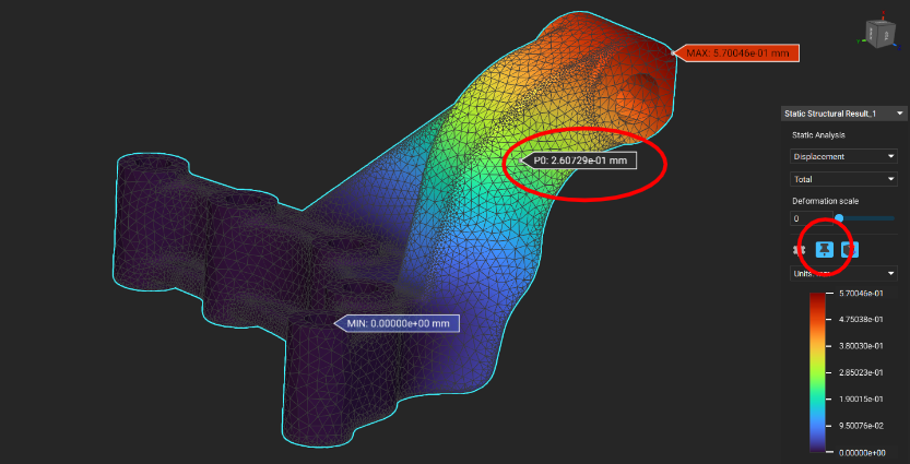 Static Analysis results with a persistent probe implemented on the mesh.