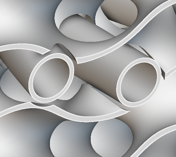 A close up section cut of a lattice with Precise Render enabled. Precise Render shows the true clean geometry.