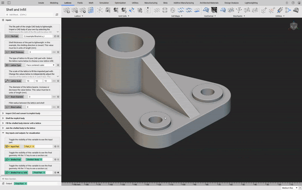 A gif showing the default section cut views available when analyzing an implicit body.