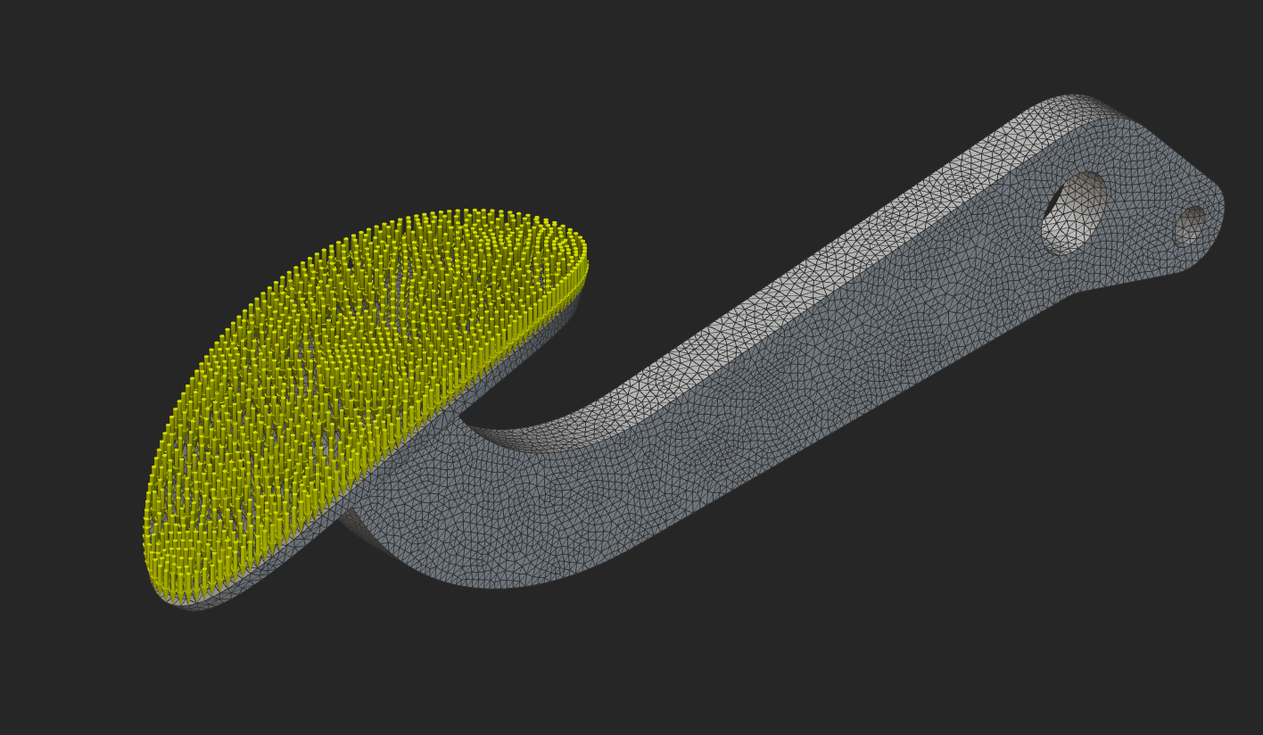 In nTop 3.33, the glyph size of a boundary condition on a model can be adjusted for better visibility.