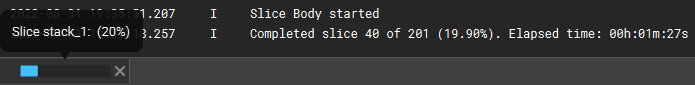 The progress bar showing a slice stack loading.