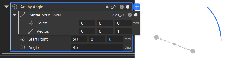 An example of using the Arc by Angle block.