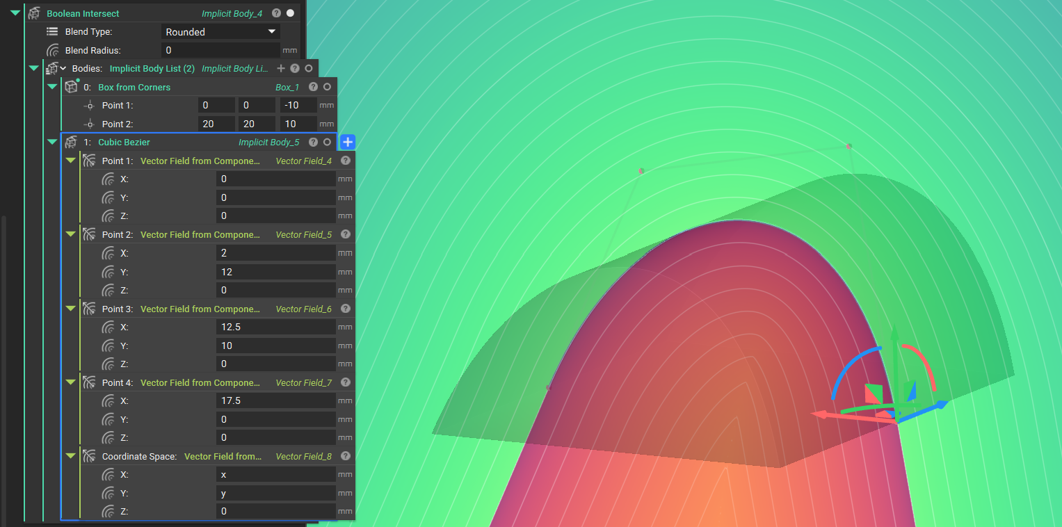 An example of using the Cubic Bezier block.