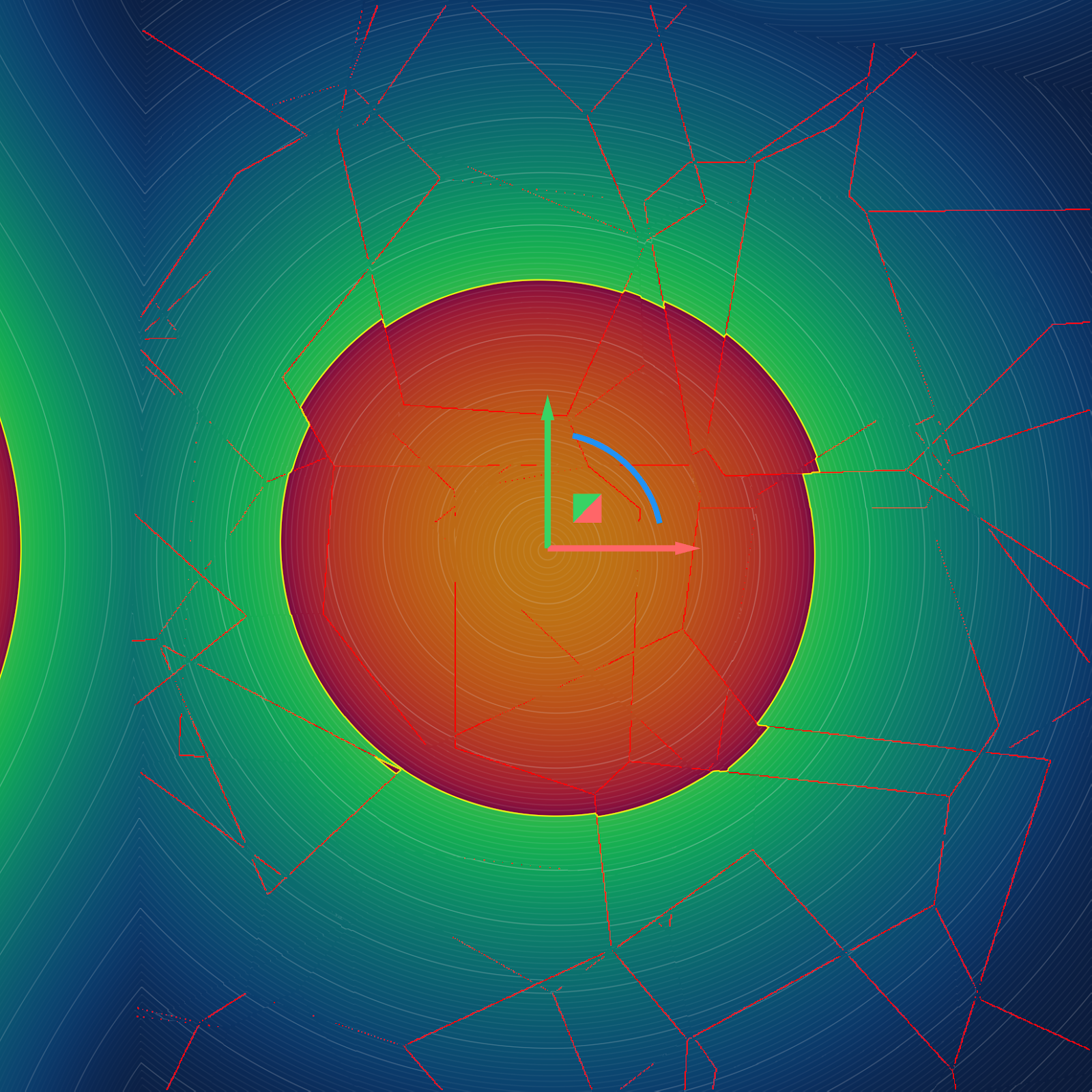 In nTop 5.37, field defects are more visible due to red contour lines.