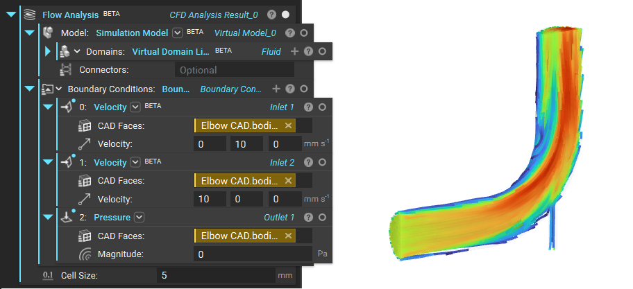An example of using the Flow Analysis block.
